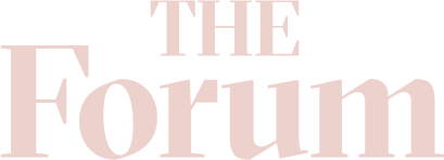 The Forum wordmark in light pink text
